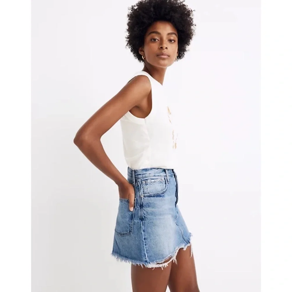 Madewell Rigid Denim Relaxed Mini Skirt in Rosehill Wash Size 25 - Picture 2 of 9